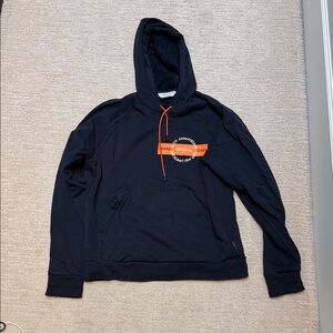 Zegna Black Hoodie with Orange Details